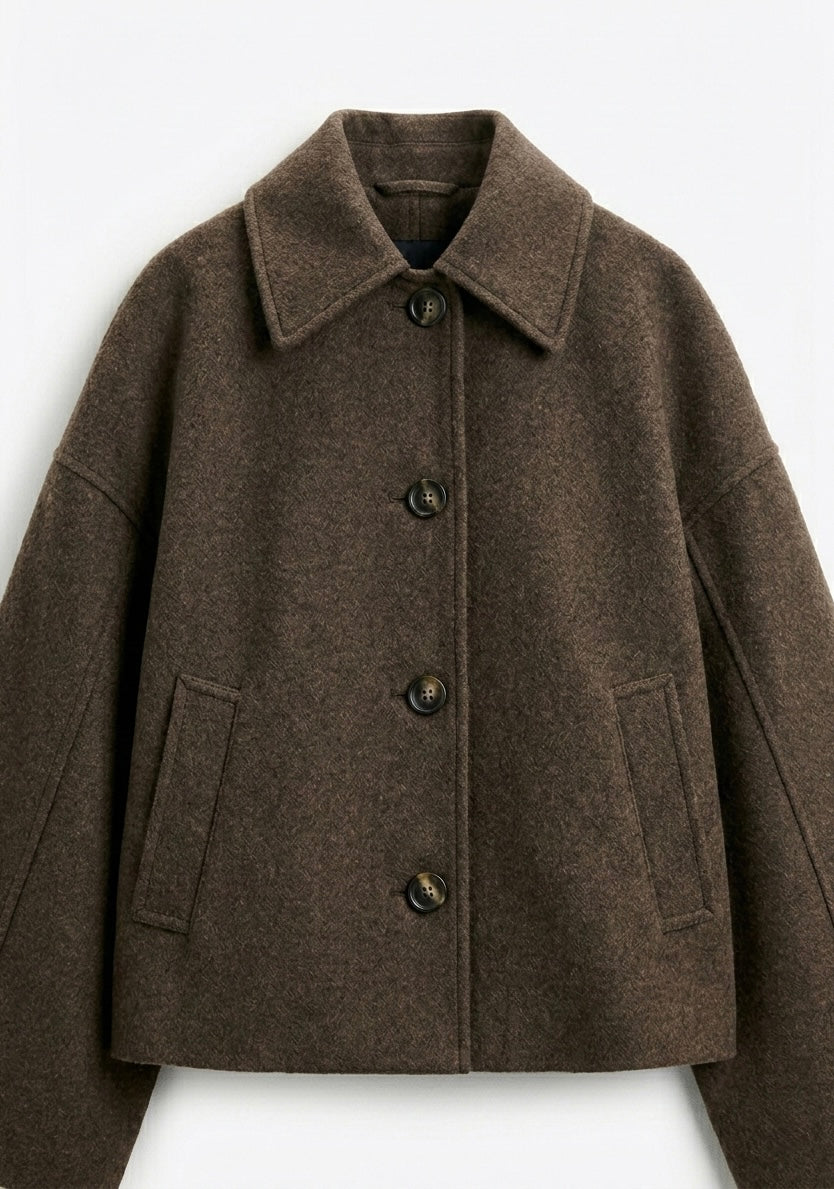 MANTEAU DROIT EFFET LAINE