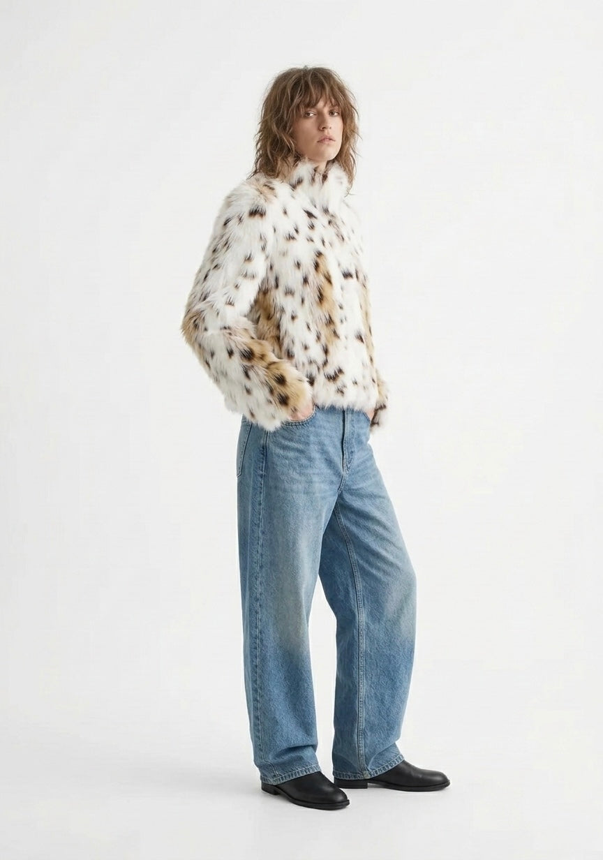 MANTEAU  EFFET FOURRURE IMPRIMÉ FAUVE