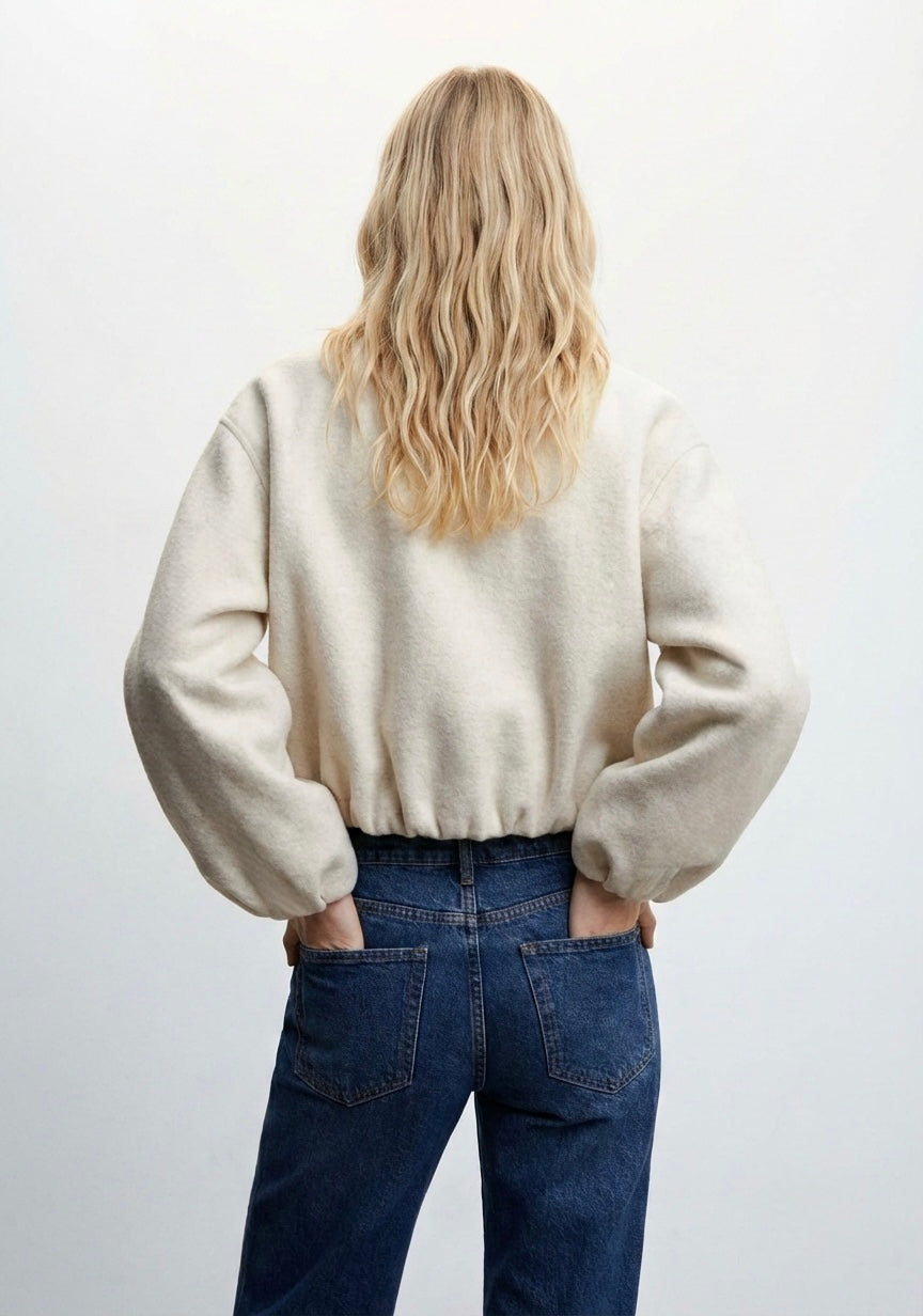 VESTE ZIPPÉE À MANCHES VOLUMINEUSES