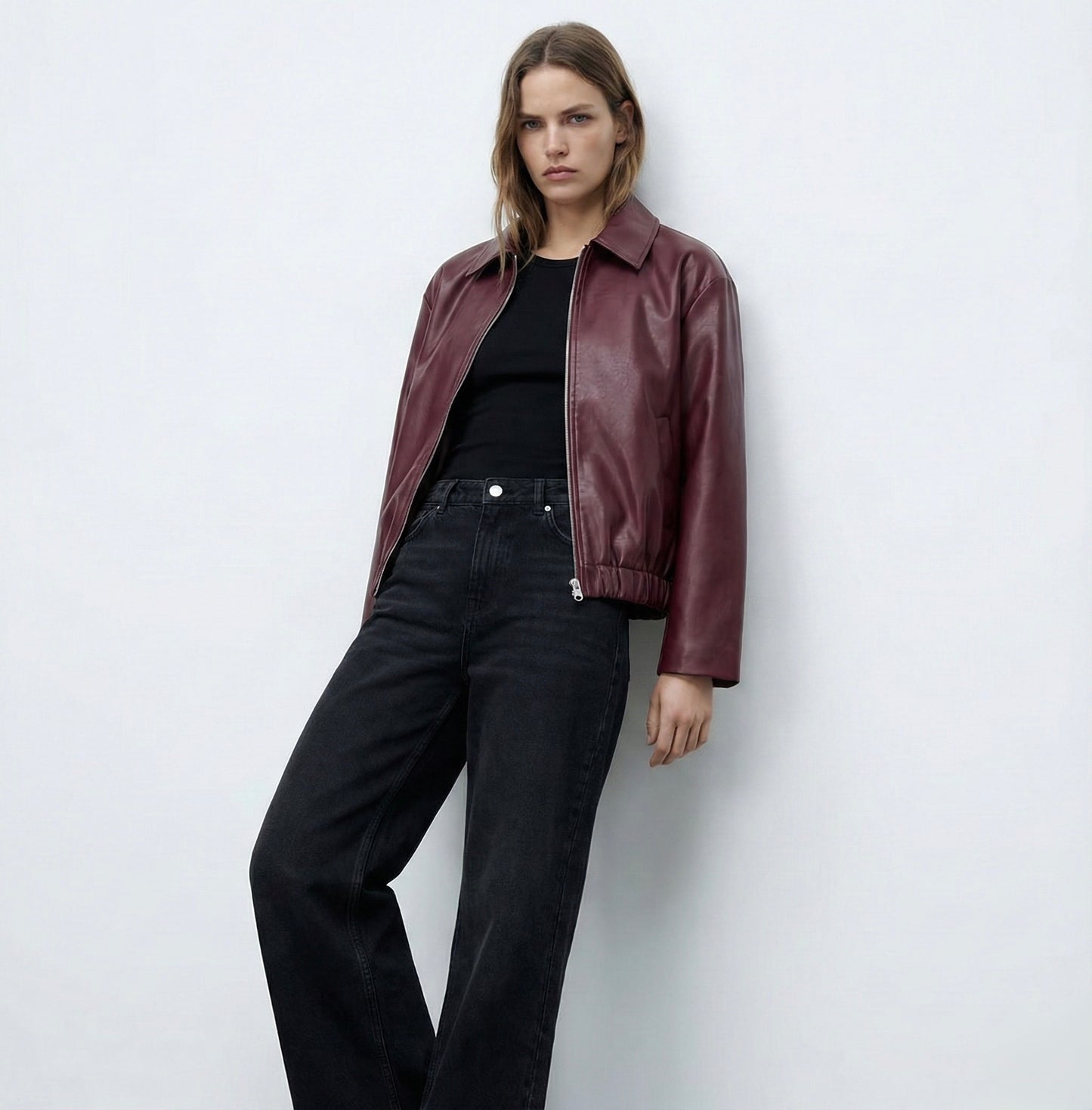 BLOUSON ZIPPÉ SIMILI MAT