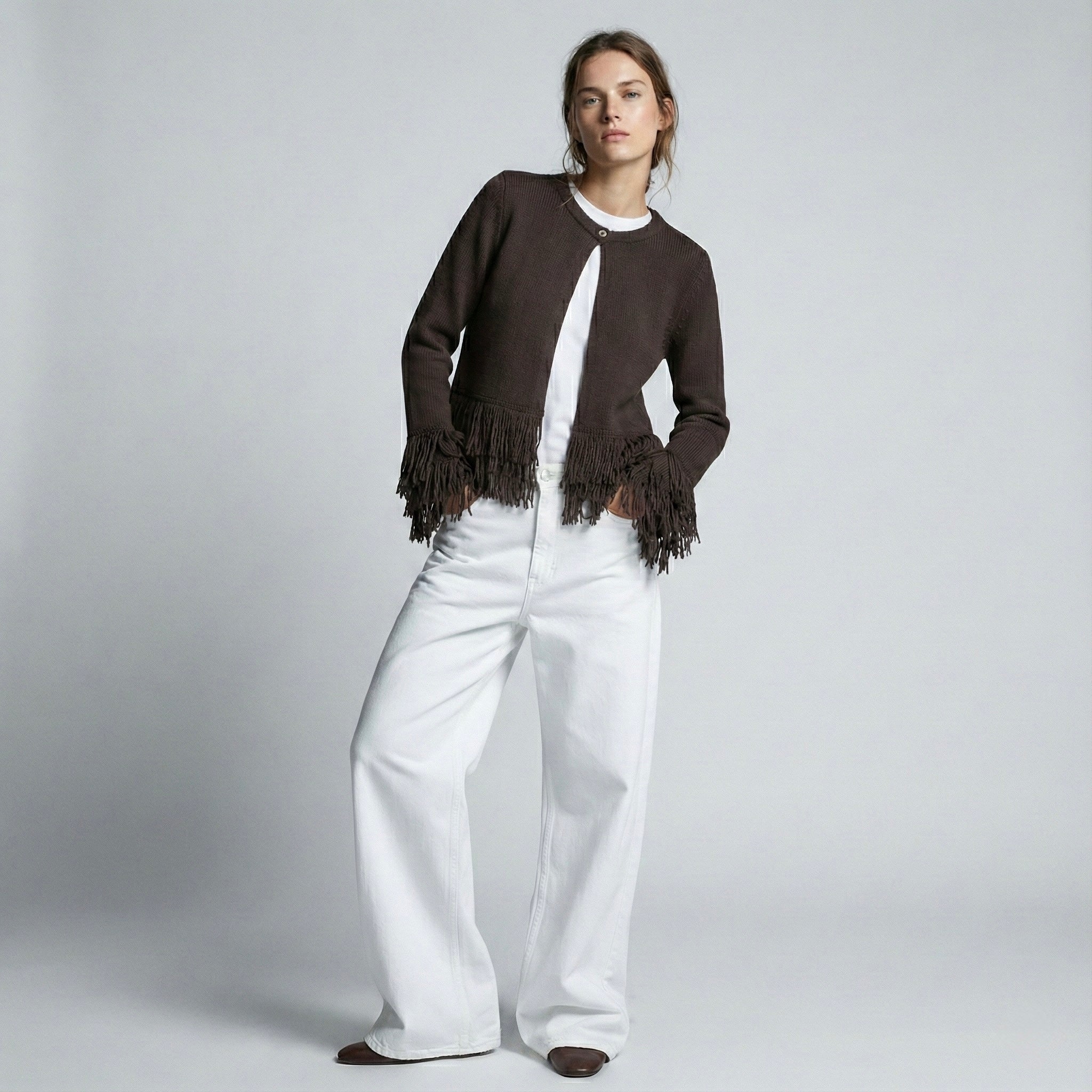 CARDIGAN À FRANGES