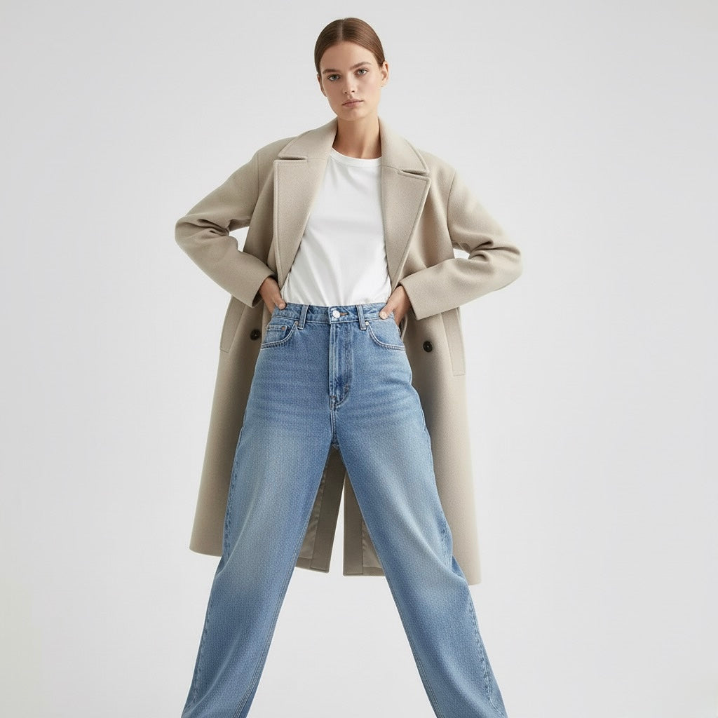 MANTEAU LONG À COL REVERS