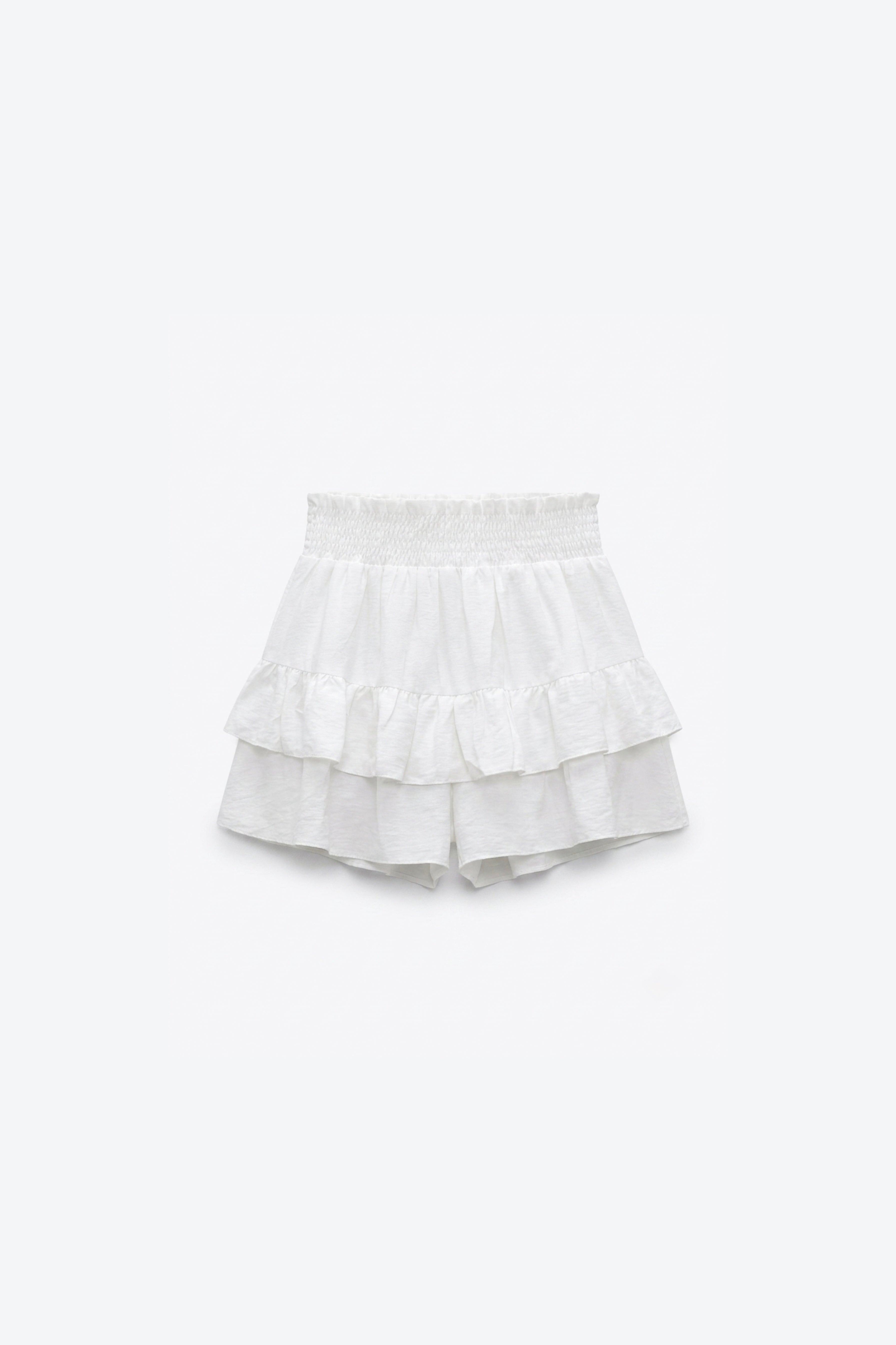 JUPE-SHORT À VOLANTS ET SMOCKS