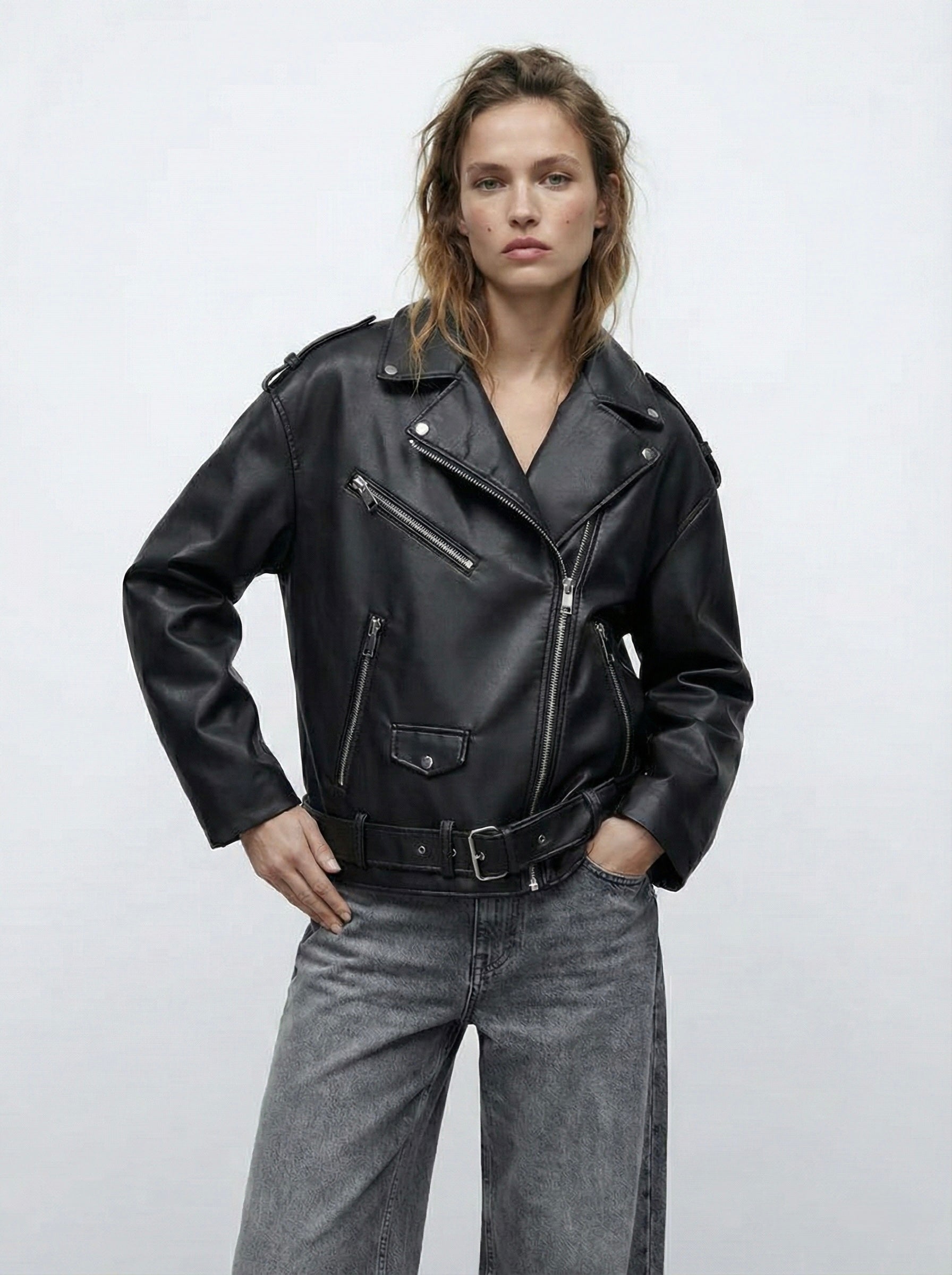 PERFECTO ZIPPÉ À CEINTURE INTÉGRÉE