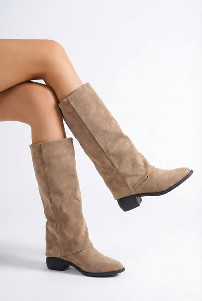 FLEXIBLE LOW HEEL HIGH BOOTS