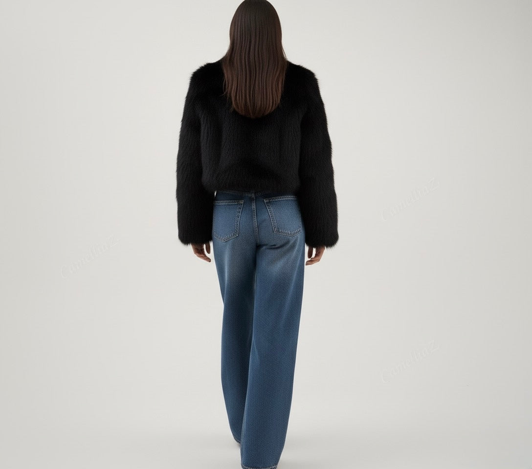 VESTE COURTE EFFET FOURRURE