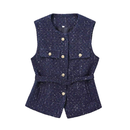 GILET TEXTURÉ AVEC CEINTURE