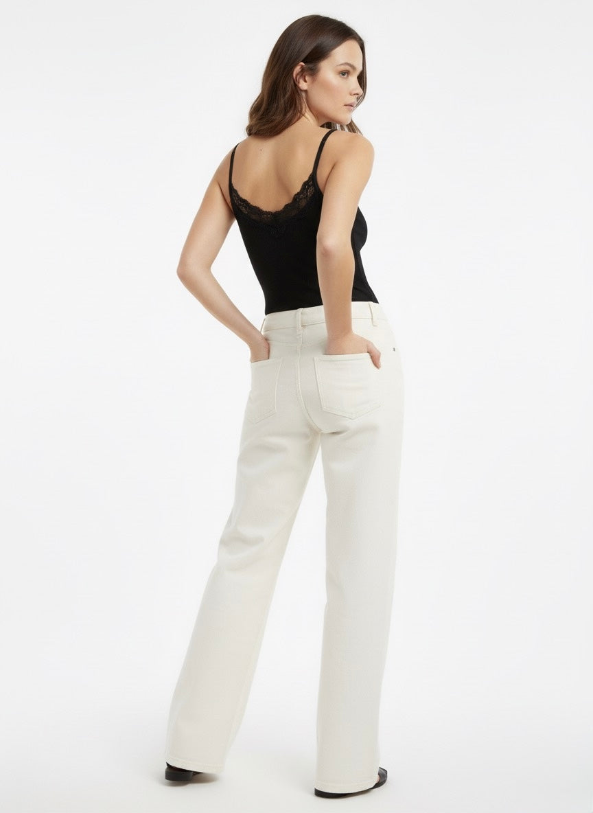 DÉBARDEUR CÔTELÉ AVEC DENTELLE