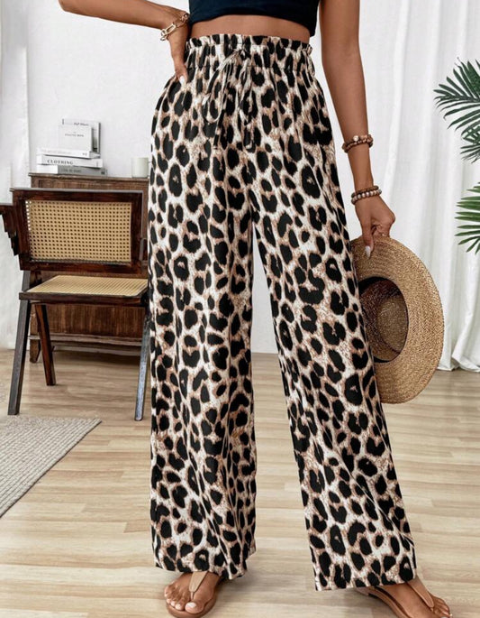 PANTALON LARGE IMPRIMÉ LÉOPARD