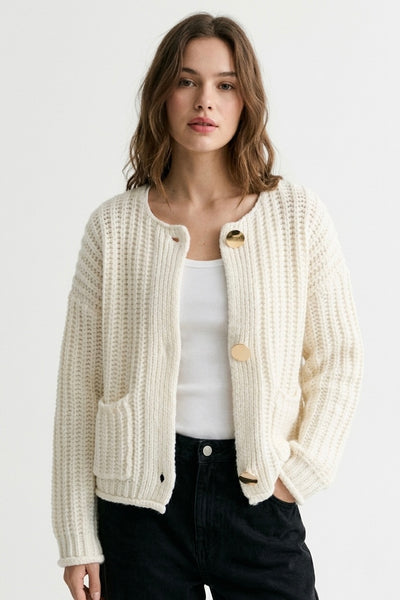 CARDIGAN EN MAILLE BLANCHE