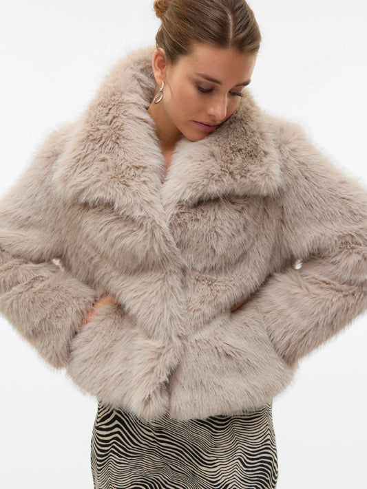 Fur effect down jacket • Women