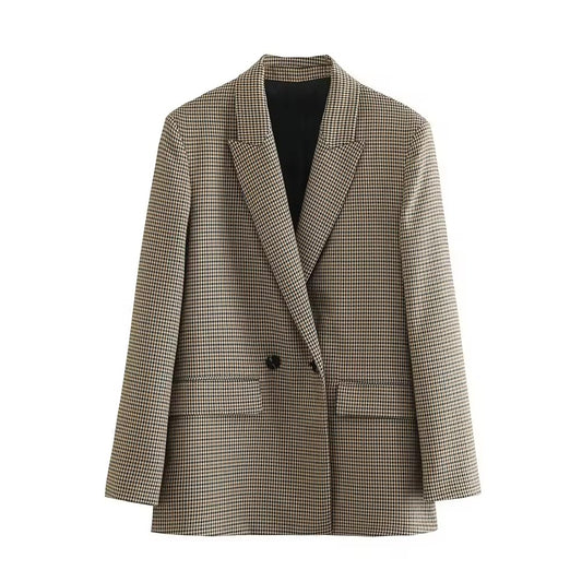 BLAZER IMPRIMÉ À CARREAUX FINS