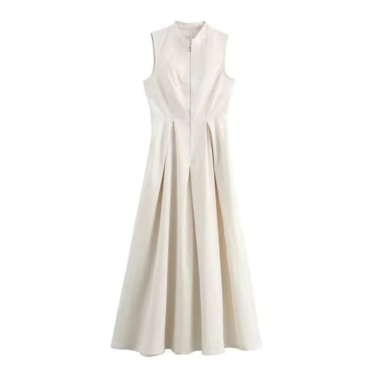 ROBE ZIPPÉE À TAILLE ÉLASTIQUÉE