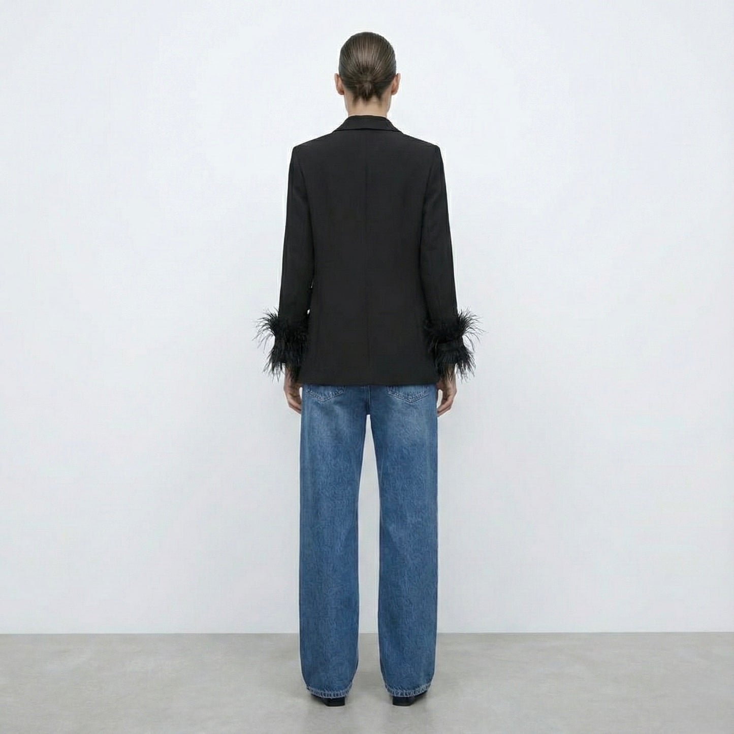 BLAZER LONG AVEC DÉTAILS PLUMES