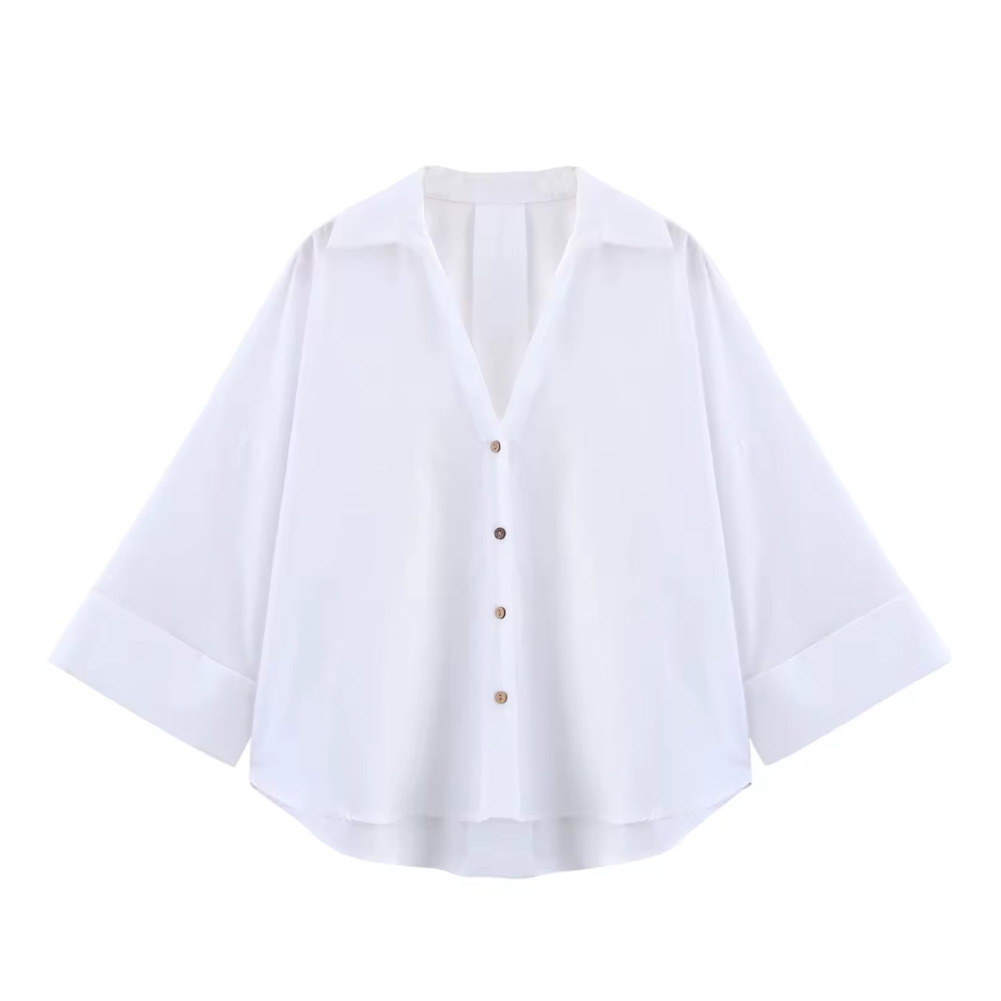 CHEMISE EN COTON À MANCHES LARGES