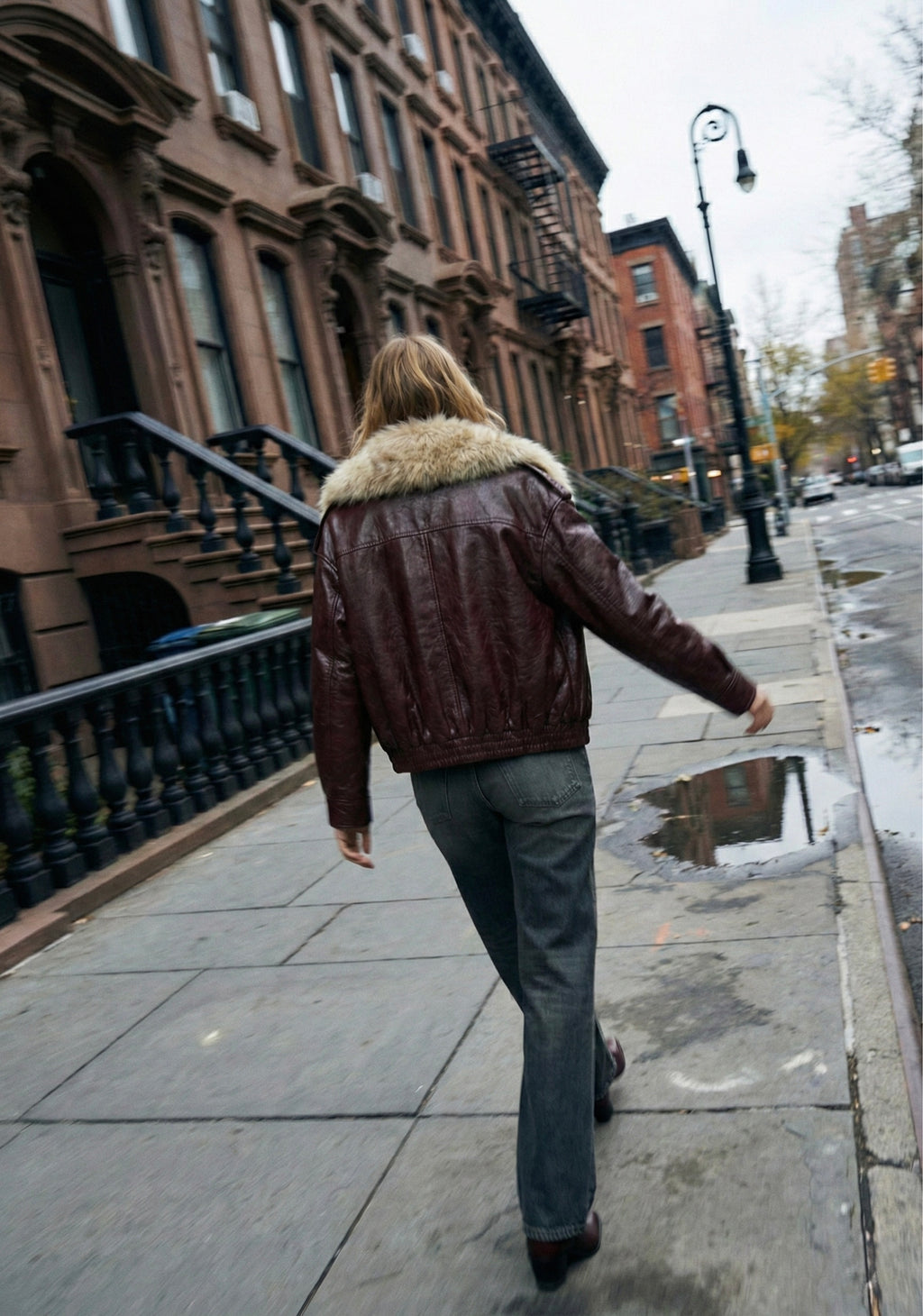 BLOUSON DOUBLÉ À COL EN EFFET FOURRURE