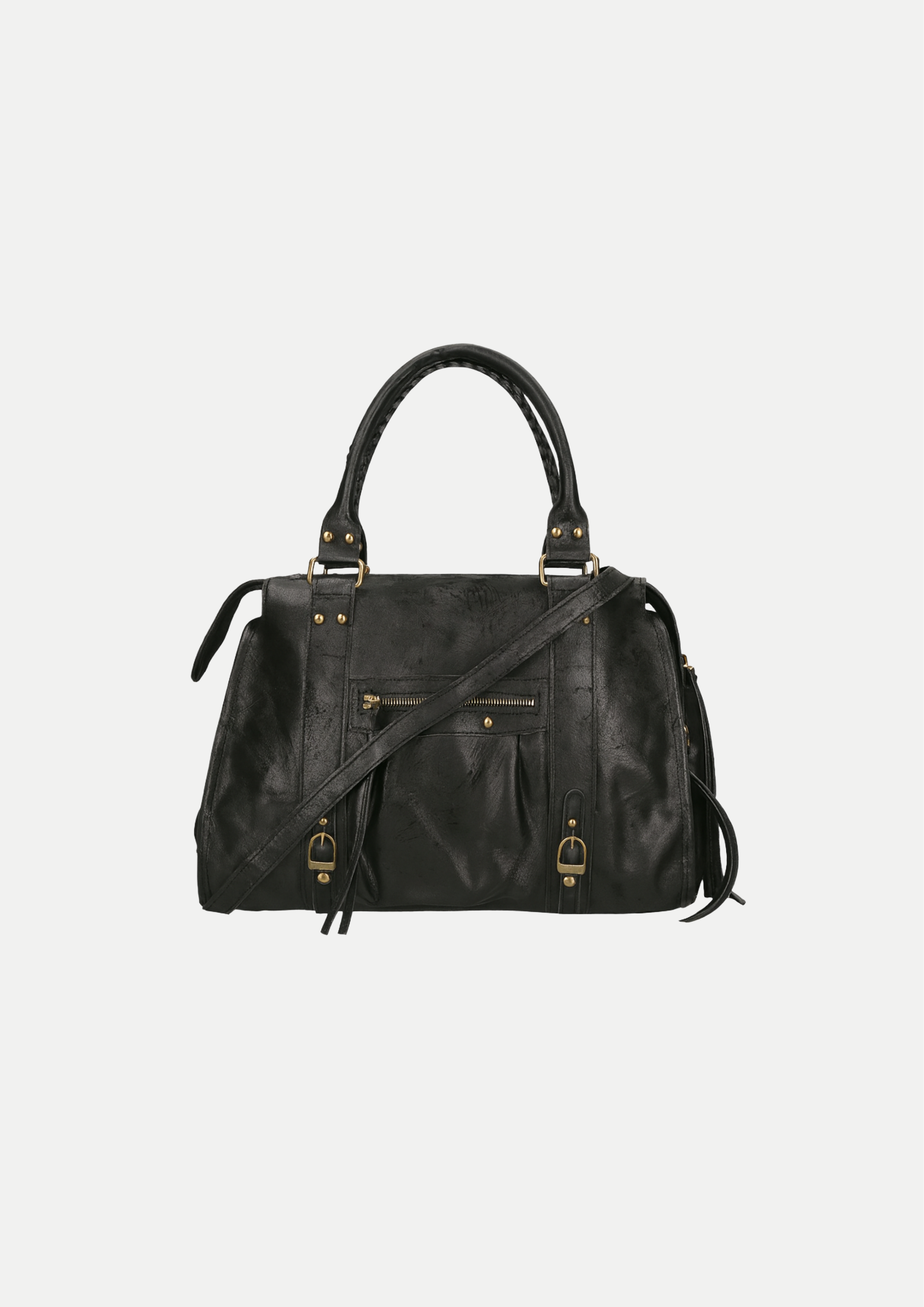 Sac à main en cuir brossé Noir