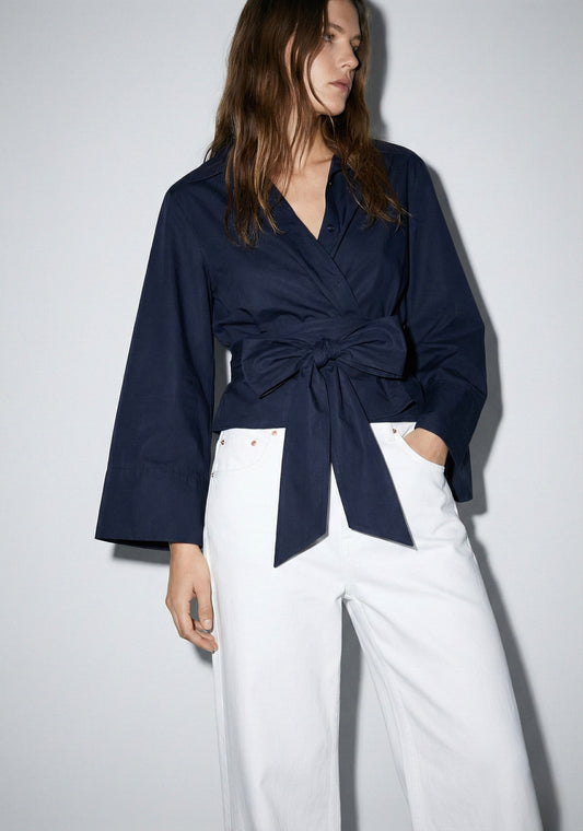 BLOUSE PORTEFEUILLE À CEINTURE