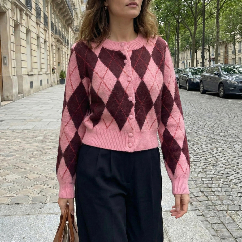 CARDIGAN MAILLE MOTIF LOSANGES