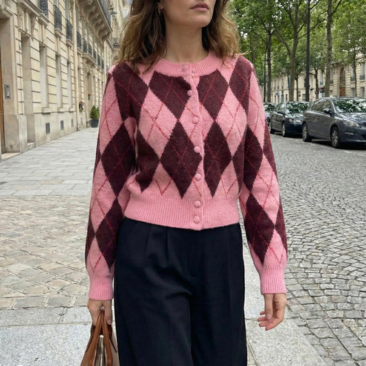 CARDIGAN MAILLE MOTIF LOSANGES