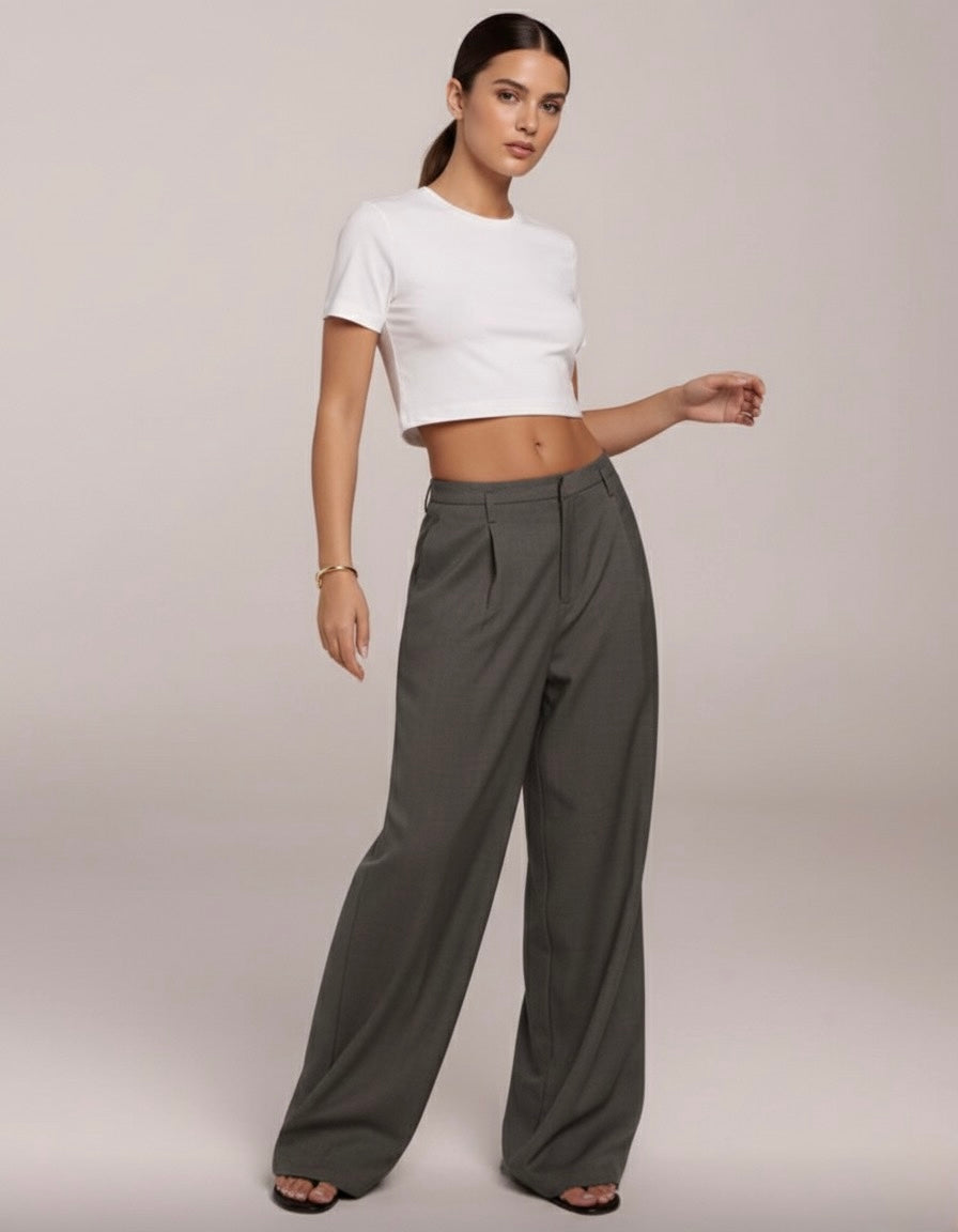 PANTALON TAILLEUR À JAMBE LARGE