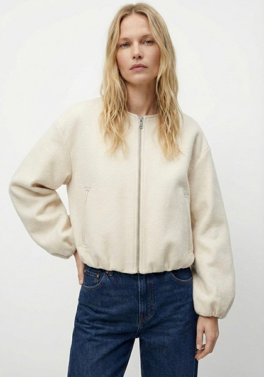 VESTE ZIPPÉE À MANCHES VOLUMINEUSES