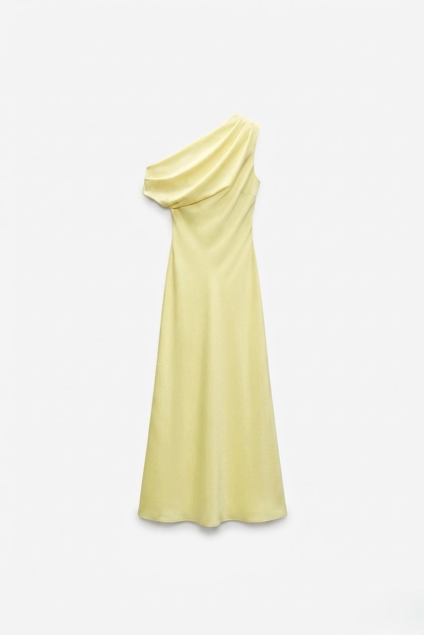 ROBE LONGUE ASYMÉTRIQUE DRAPÉ