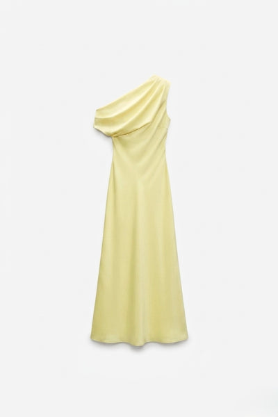 ROBE LONGUE ASYMÉTRIQUE DRAPÉ