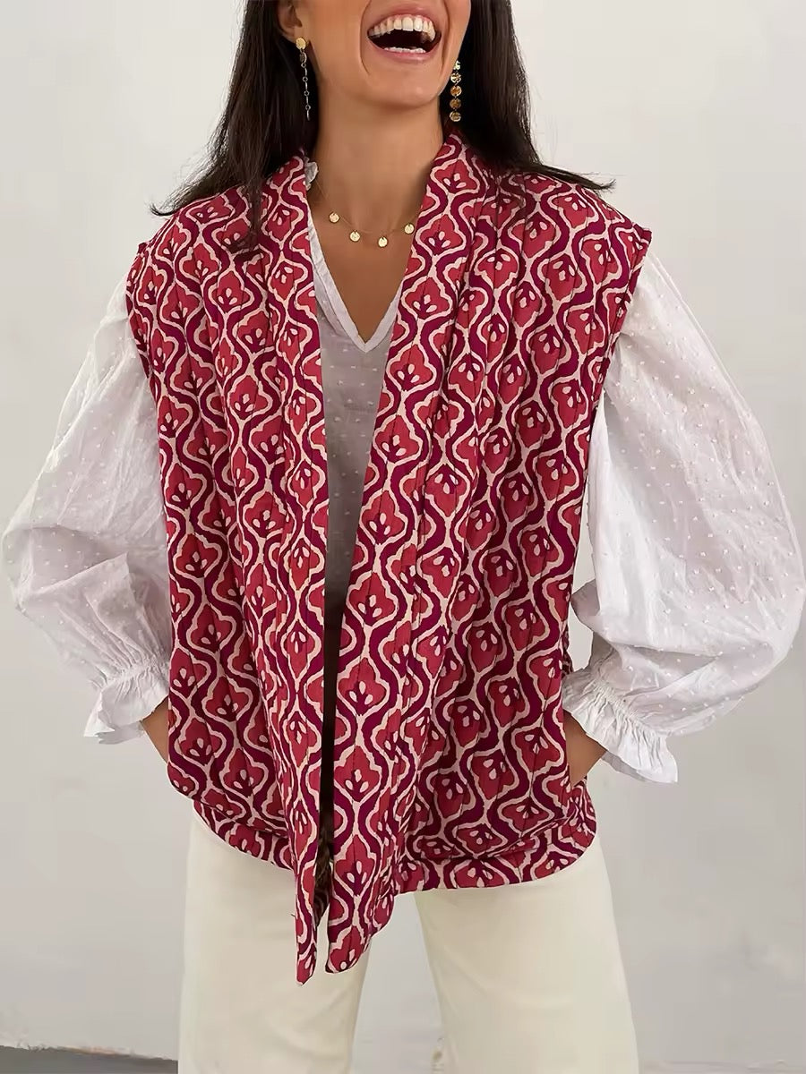 GILET MATELASSÉ À MOTIF FLORAL