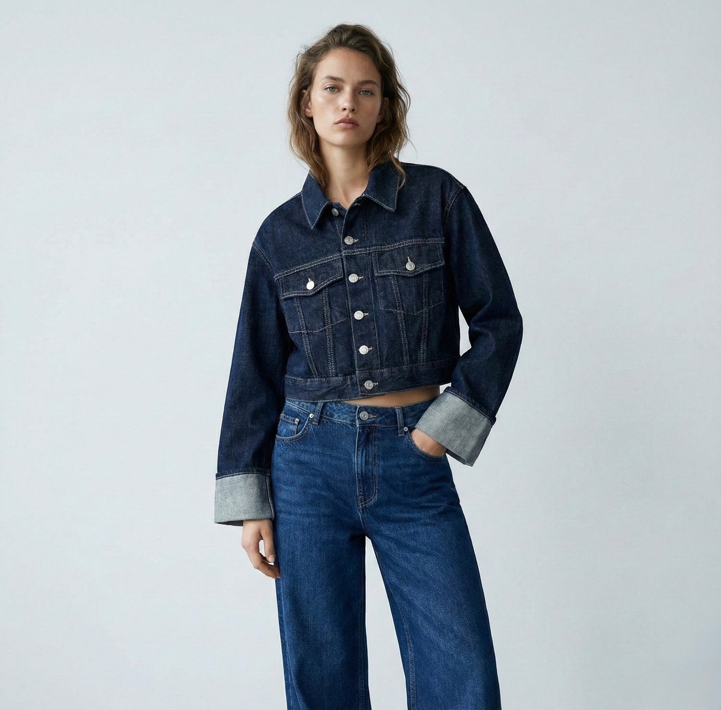 Giacca di jeans con orli