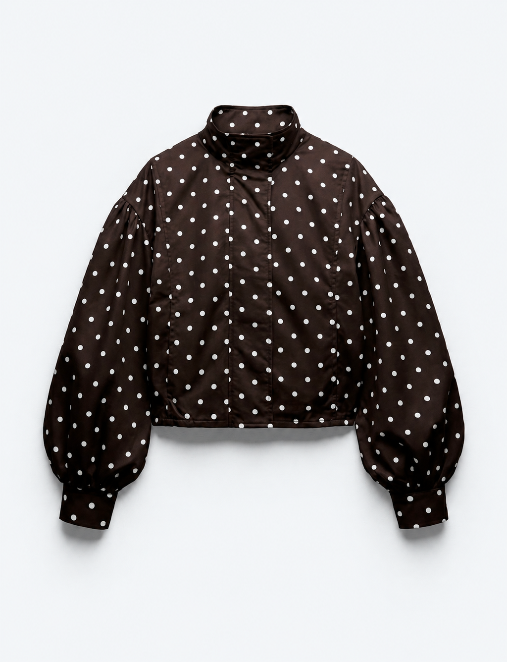 VESTE COURTE À POIS ET MANCHES BOUFFANTES