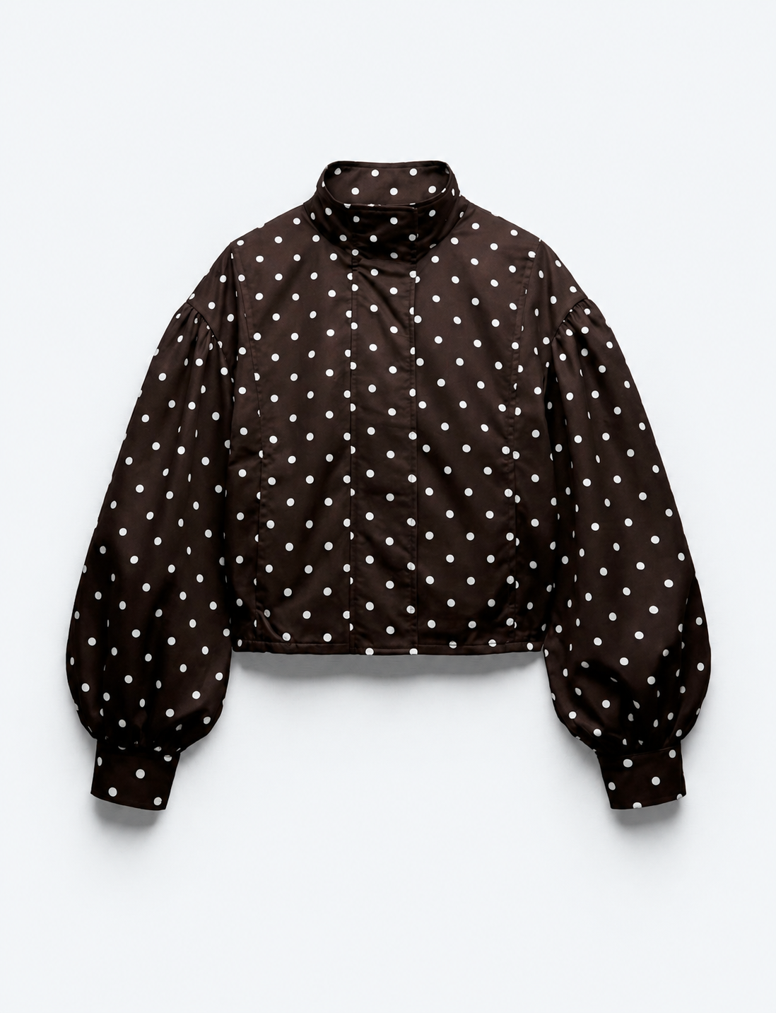 VESTE COURTE À POIS ET MANCHES BOUFFANTES