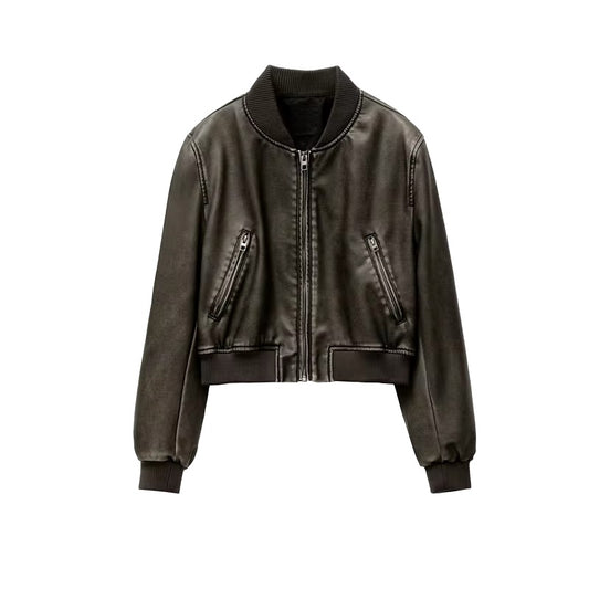 Veste vintage en cuir PU • Femme