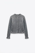 CARDIGAN À VOLANTS ET BOUTONS NACRÉS