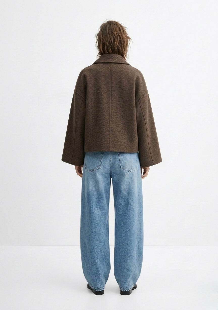 MANTEAU DROIT EFFET LAINE