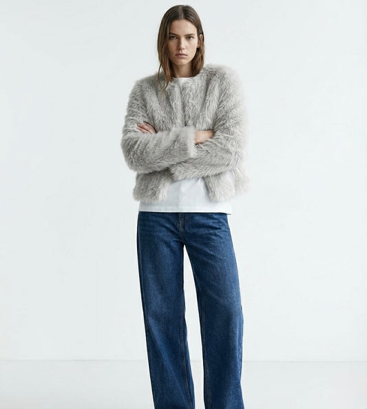 VESTE COURTE EFFET FOURRURE