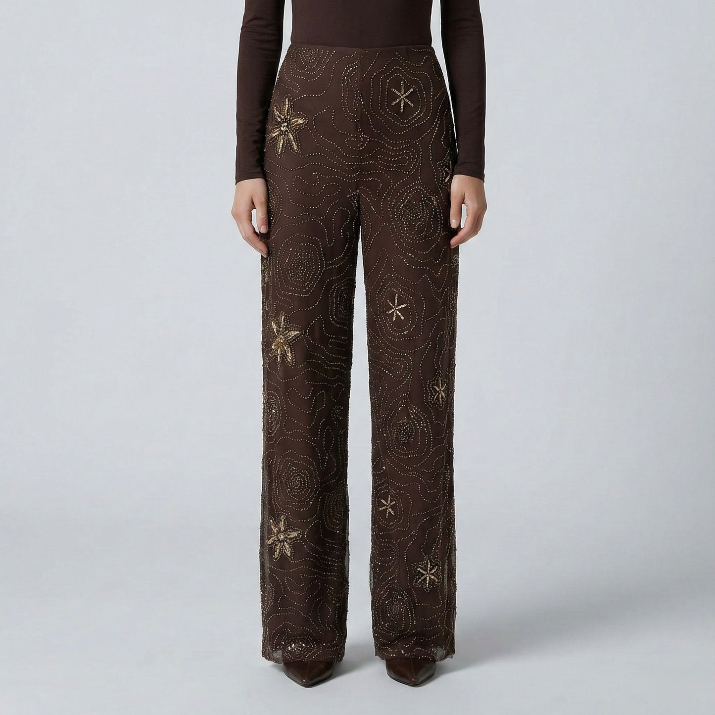 PANTALON BRODÉ À MOTIFS ÉTOILÉS