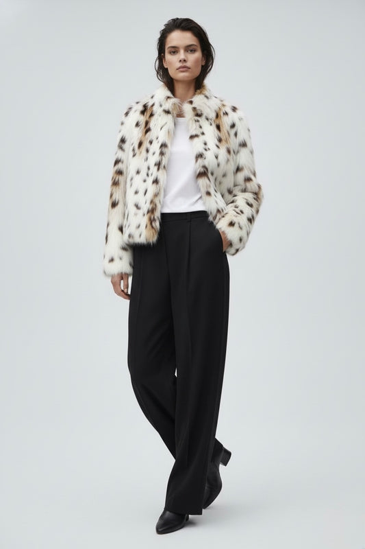 Giacca effetto pelliccia stampa leopardata • Donna