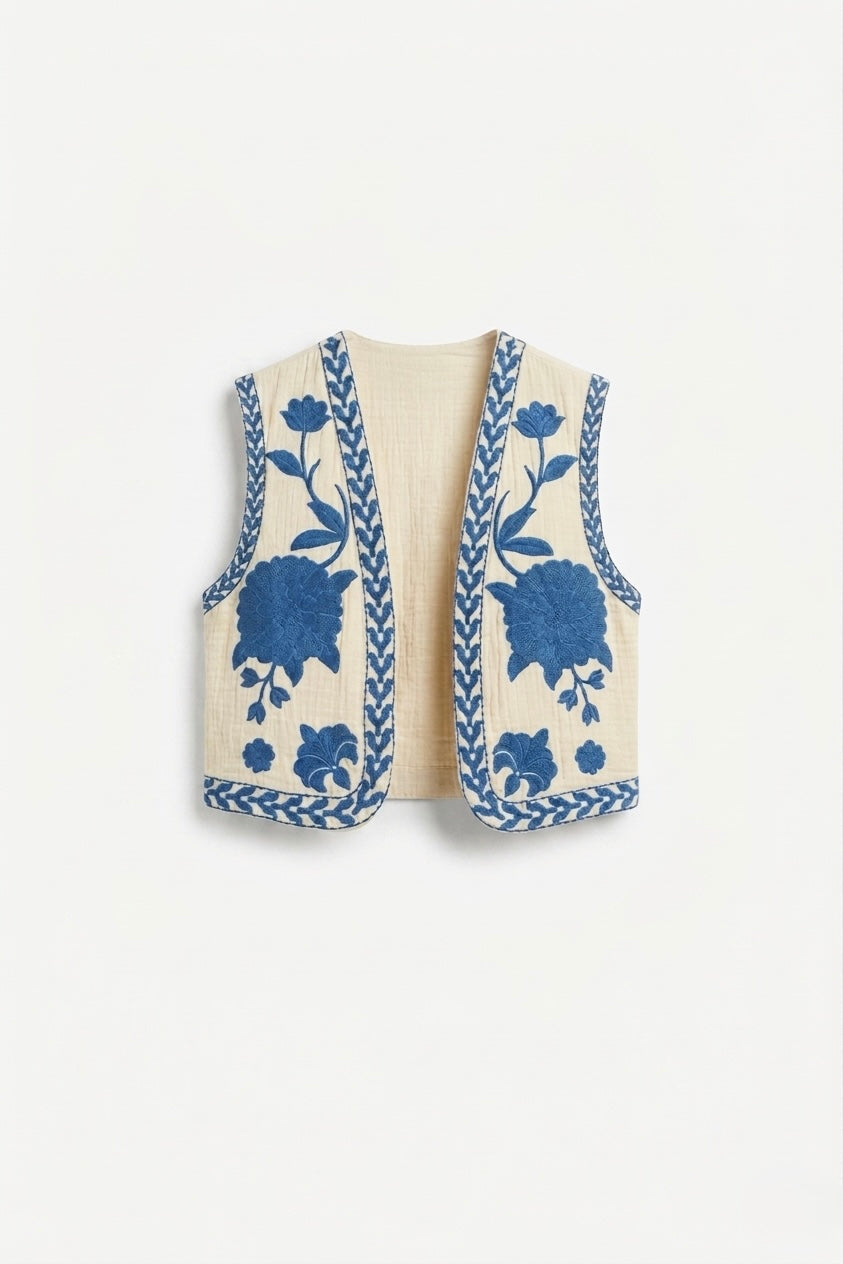 EMBROIDERED SLEEVELESS WAISTCOAT