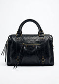 Sac à main en cuir brossé Noir