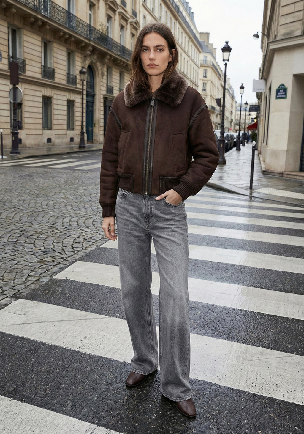 BLOUSON BOMBER DOUBLÉ FOURRURE