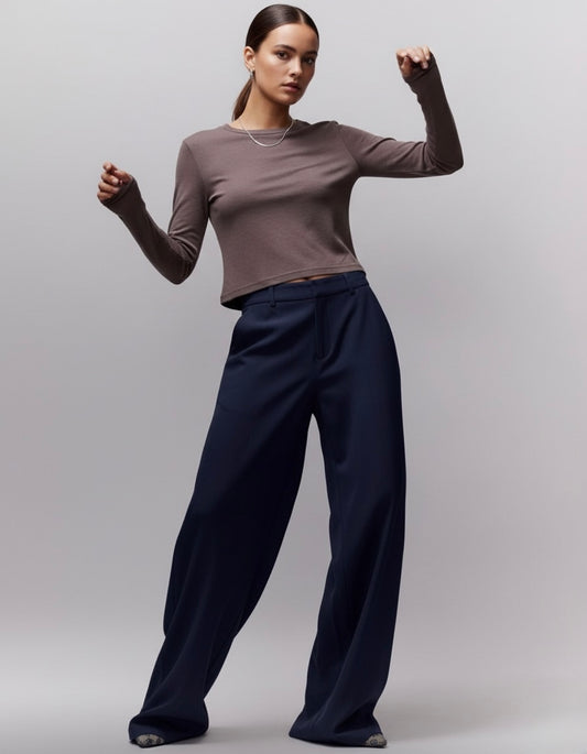 PANTALON LARGE FLUIDE À PLIS PROFONDS