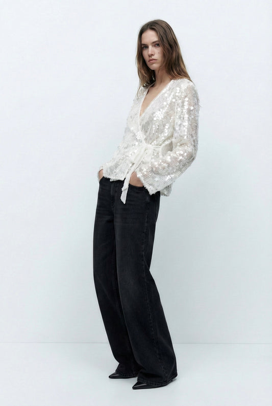 VESTE CACHE-CŒUR À PAILLETTES