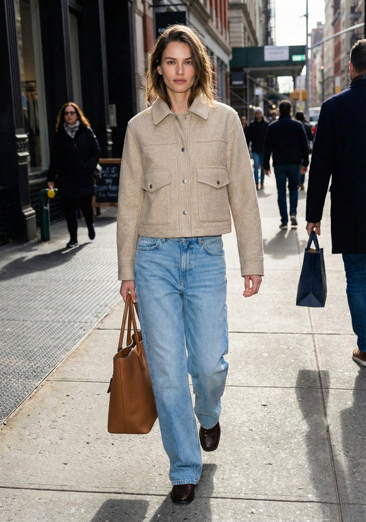 VESTE COURTE À POCHES RABATTUES