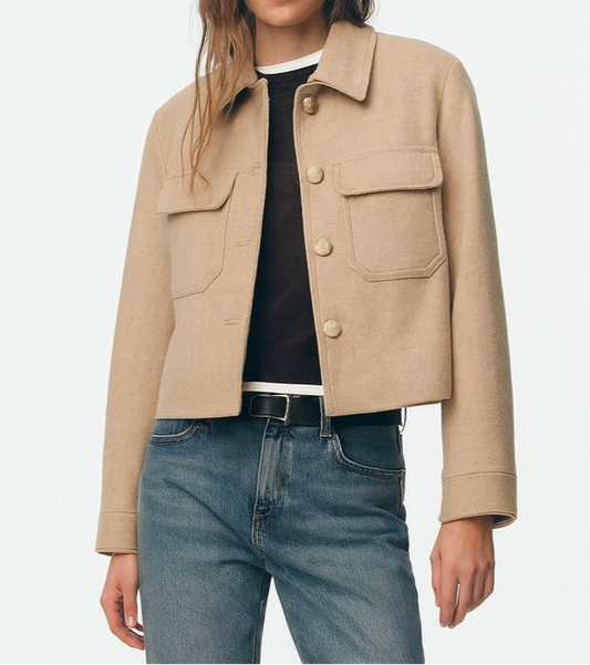 VESTE EFFET LAINE À POCHES PLAQUÉES