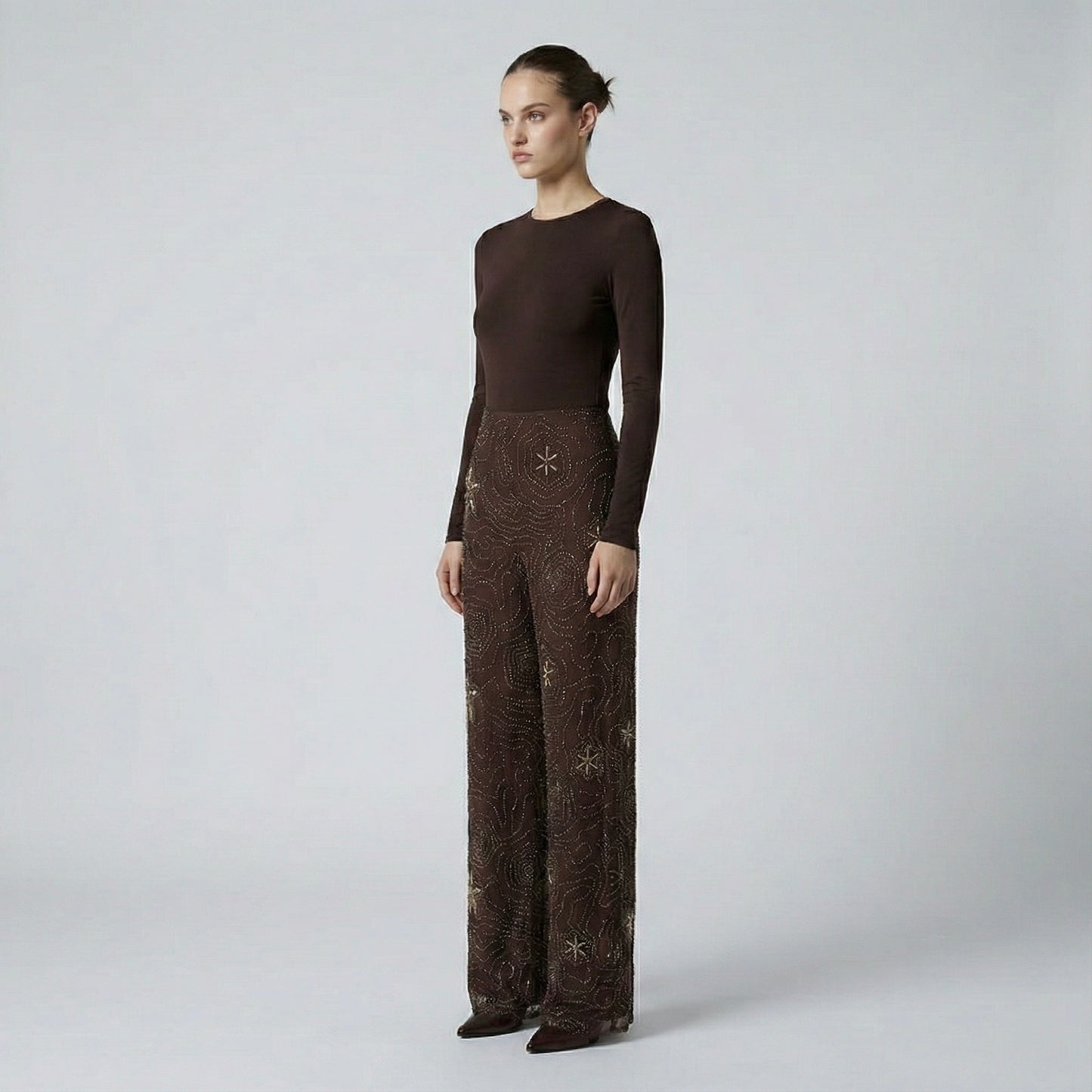 PANTALON BRODÉ À MOTIFS ÉTOILÉS