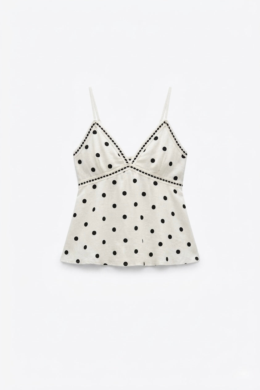 TOP À POIS EN LIN