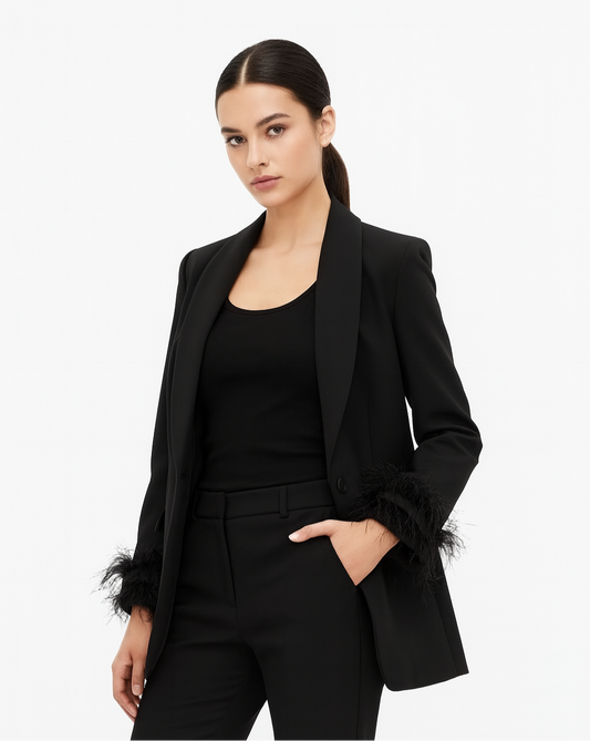 BLAZER LONG AVEC DÉTAILS PLUMES