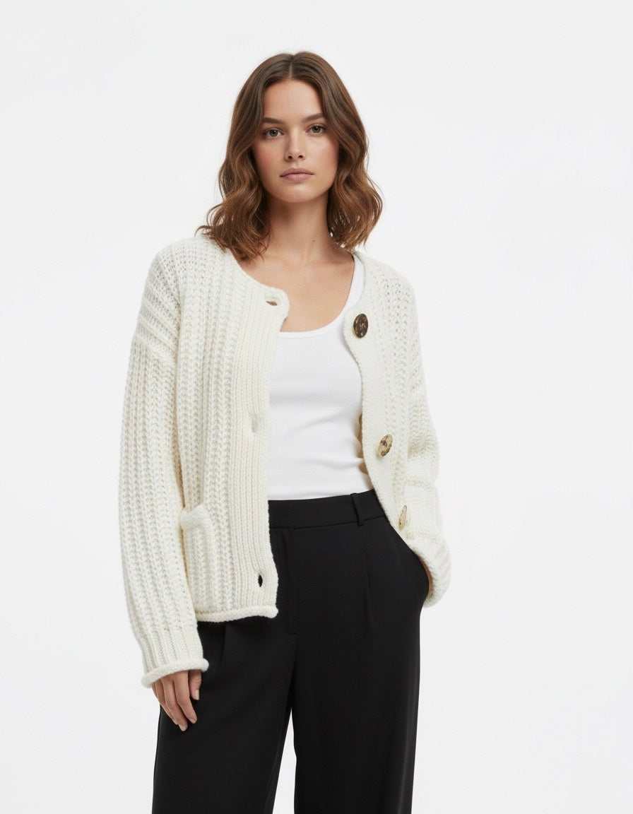 CARDIGAN STRUCTURÉ À BOUTONS DORÉS