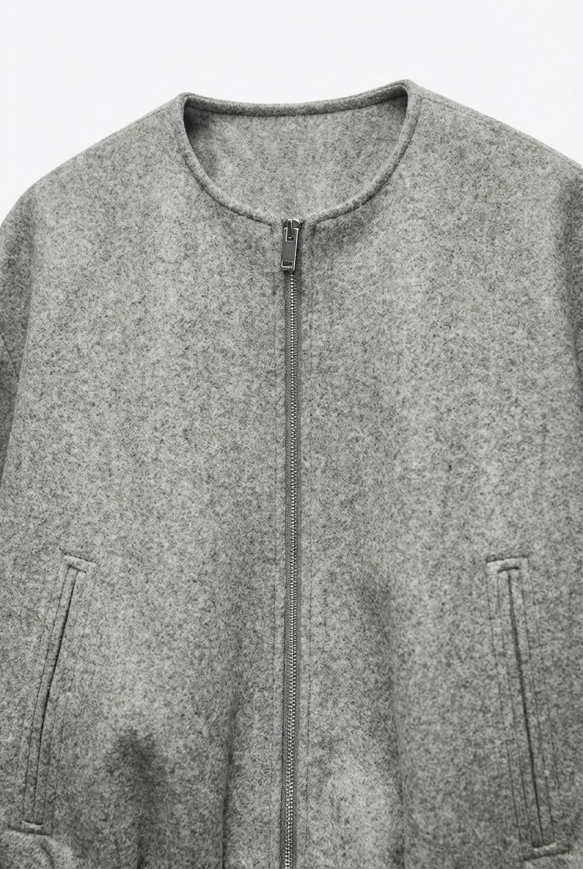 VESTE ZIPPÉE À MANCHES VOLUMINEUSES